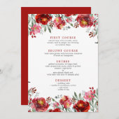 Menu Aquarelles Fleurs de Jardin rouge profond (Devant / Derrière)