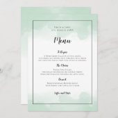Menu Aquarelles vert Mint Mariage de script noir (Devant / Derrière)