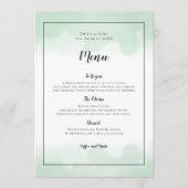 Menu Aquarelles vert Mint Mariage de script noir (Devant)