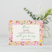 Menu Aquarelles vives Fleurs de tulipe d'été Mariage (Debout devant)