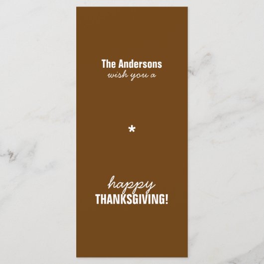 Menu Arbre d'automne Thanksgiving (Dos)