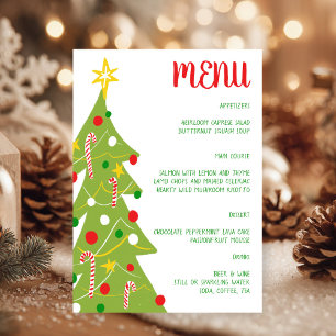 Menu Arbre de Noël Dessiné à la Main Fête de Fêtes PERS