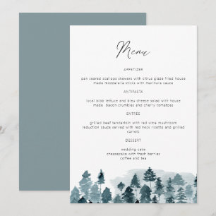 Menu Arbre en pin aquarelle bleu ardoise GRUE