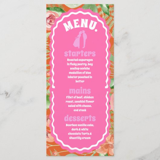Menu Arc Floral Rétro Orange Minimal Moderne (Devant)