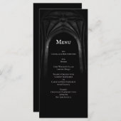 Menu Arc gothique Mariage élégant Noir et Blanc foncé (Devant / Derrière)