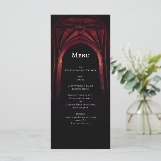 Menu Arc gothique Mariage élégant Noir Noir Noir Rouge (Debout devant)