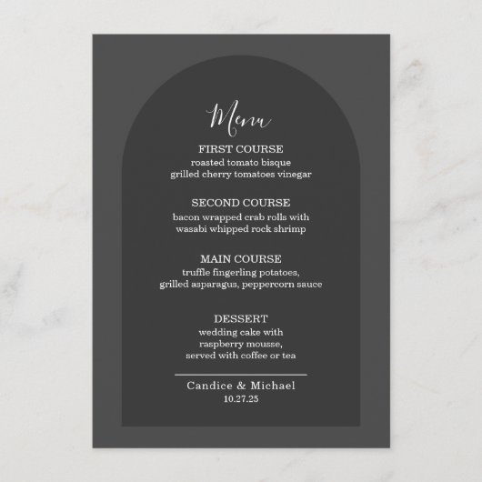 Menu Arc gris foncé simple moderne (Devant)