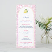 Menu Arch Girl Rose avec Fête Baby shower citron (Debout devant)