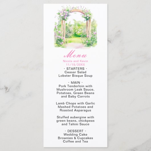 Menu Arche de mariage florale de printemps (Devant)