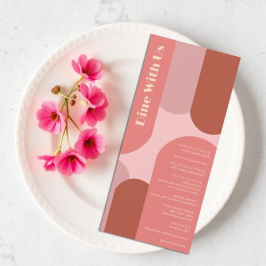 Menu Arches rétro Coral rose Mariage