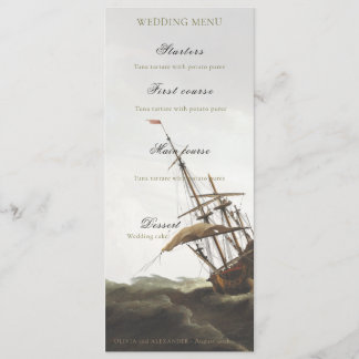 Menu Argent Ancien Navire Maritime Vintage