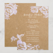 Menu Argent floral de Faux de rose moderne simple (Devant / Derrière)