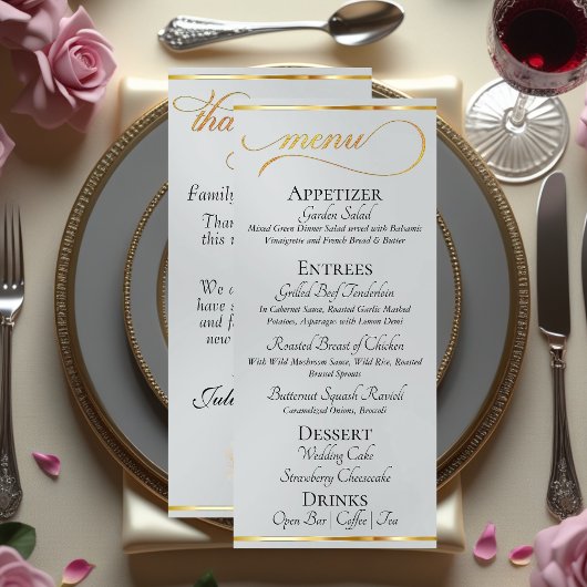 Menu Argent - Monogramme Couronne et Mariage Merci
