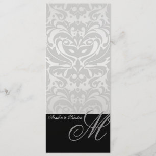 Menu argenté majestueux de mariage damassé de