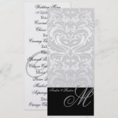 Menu argenté majestueux de mariage damassé de (Devant / Derrière)