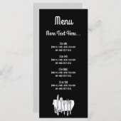 Menu Argenterie Noir et Blanc Design Modifiable 4" x 9" (Devant / Derrière)