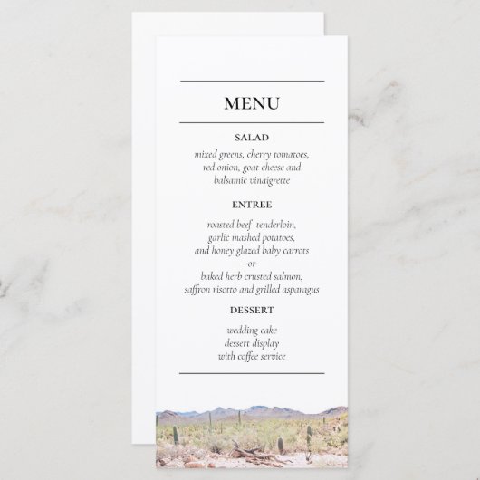 Menu Arizona Desert Reception (Voorkant / Achterkant)
