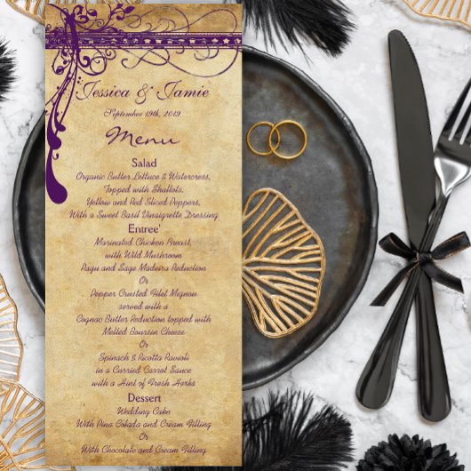 Menu Arrière-cour rustique pourpre ou Médiéval Renaissa