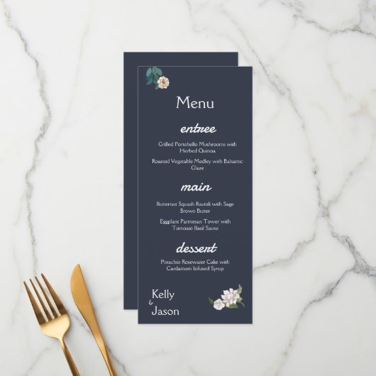 Menu Arrière - plan de marine Retro Elegant blanc Flowe (Devant/Arrière en situation)