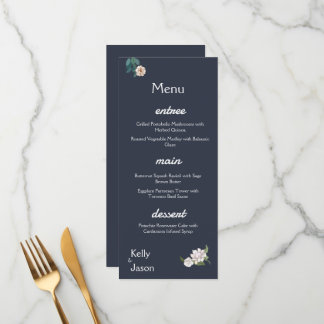 Menu Arrière - plan de marine Retro Elegant blanc Flowe
