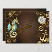 Menu Arrière - plan en bois avec cheval de mer mécaniqu (Devant / Derrière)