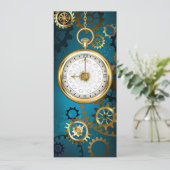 Menu Arrière - plan turquoise à vapeur avec engrenages (Debout devant)