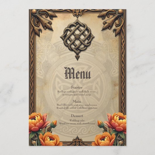 Menu Art celtique et splendeur florale dans les tons ch (Devant)