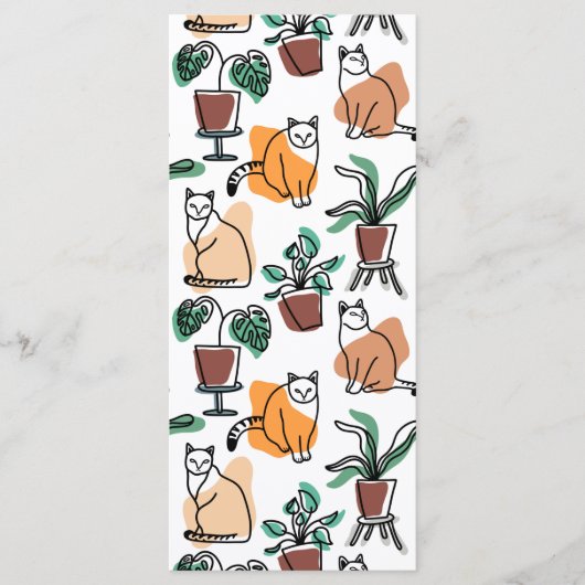 Menu Art de trait dessin chats et fleurs (Devant)