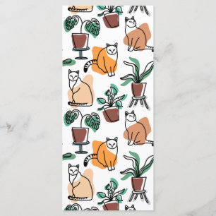 Menu Art de trait dessin chats et fleurs