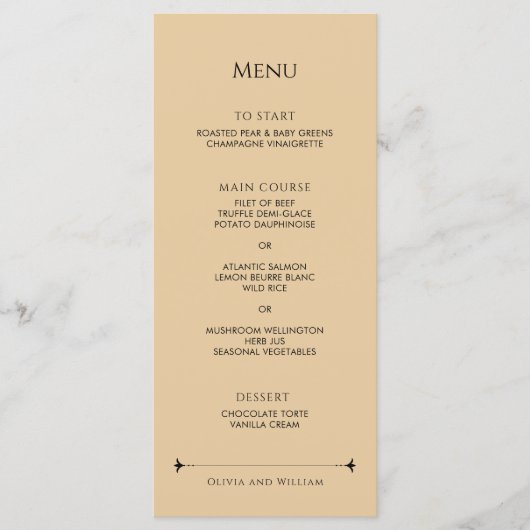 Menu Art Deco Elegant Gold Frame Wedding (Devant)