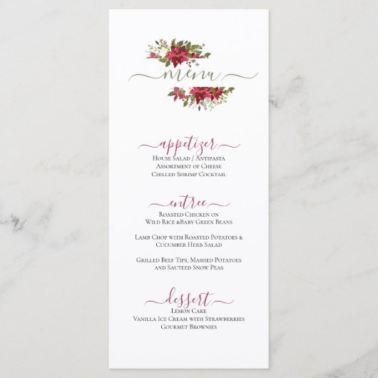 Menu Art floral rouge Noël (Devant)