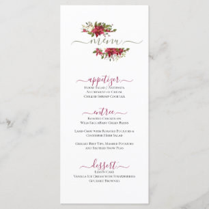 Menu Art floral rouge Noël