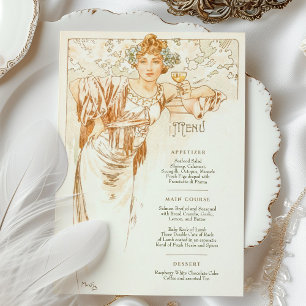 Menu Art Nouveau Weddenrennen door Mucha Kaart