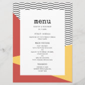 Menu Art pop des années 80 mariage de style Memphis (Devant)