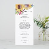 Menu Art Rustique Artistique Tournesol Aquarelle Art (Debout devant)