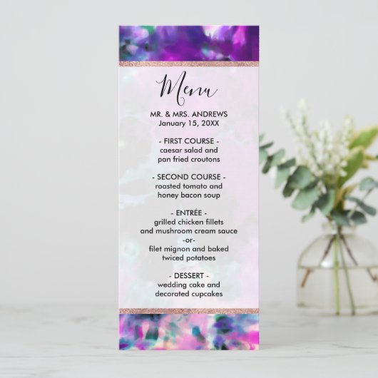 Menu Artsy Abstrait moderne noir pourpre teint teinture (Debout devant)