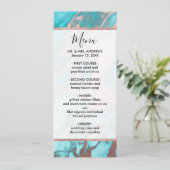 Menu Artsy Chic Rose Gold Aqua Mint Blue Marble Motif (Debout devant)
