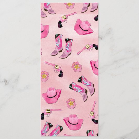 Menu Artsy mignonne fille rose Turquoise fille aquarell (Dos)