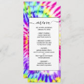 Menu Artsy Neon Rainbow Tie Dye Motif d'aquarelle (Devant / Derrière)
