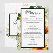 Menu Artsy Sunflower Floral - Wit Kaart (Voorkant / Achterkant)