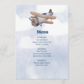Menu Atterrissage Bientôt Blue Boy Baby shower d'avion (Devant)