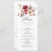 Menu Automne Bourgogne Maron rose Rustique Mariage Flor (Devant / Derrière)