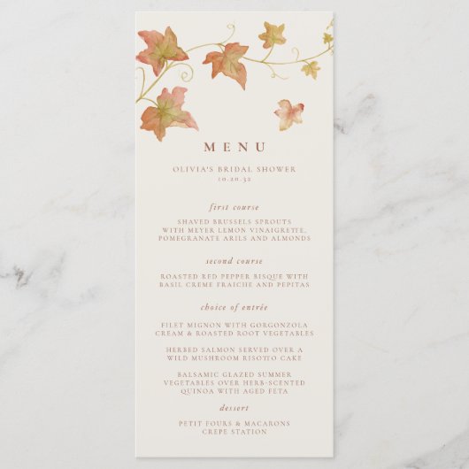 Menu Automne Feuilles Élégant Automne Événement (Devant)