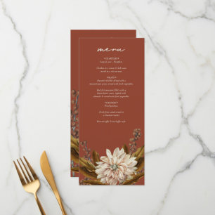 Menu Automne Floral Terracotta Mariage de automne d'aqu