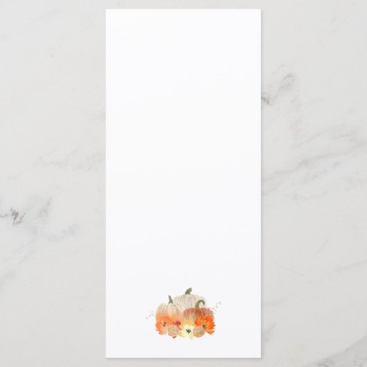 Menu Automne Glittery Citrouilles Florals Mariage (Dos)