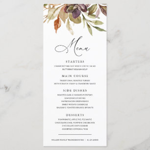 Menu Automne laisse succulent Thanksgiving Friendsgivin