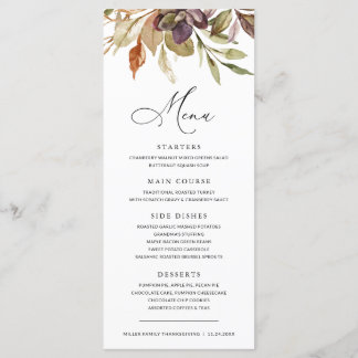 Menu Automne laisse succulent Thanksgiving Friendsgivin