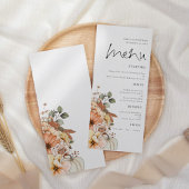 Menu Automne moderne Floral Citrouille Foliage Mariage