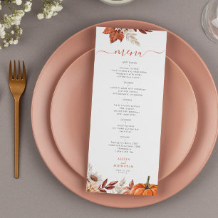 Menu automne moderne mariage de feuillage de terre cuit