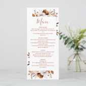 Menu Automne Rustique Automne Floral Terracotta Mariage (Debout devant)